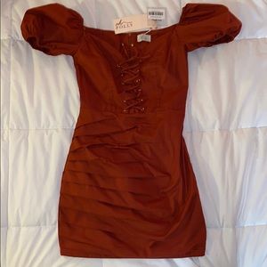 Day Dreamer Off the Shoulder Corset Dress - rust